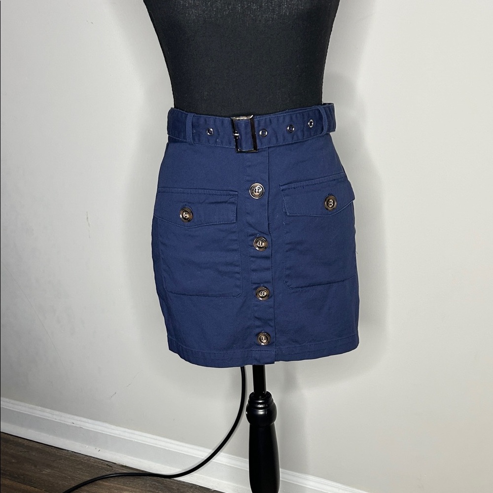 Blue Blush Navy Buttoned Mini Skirt